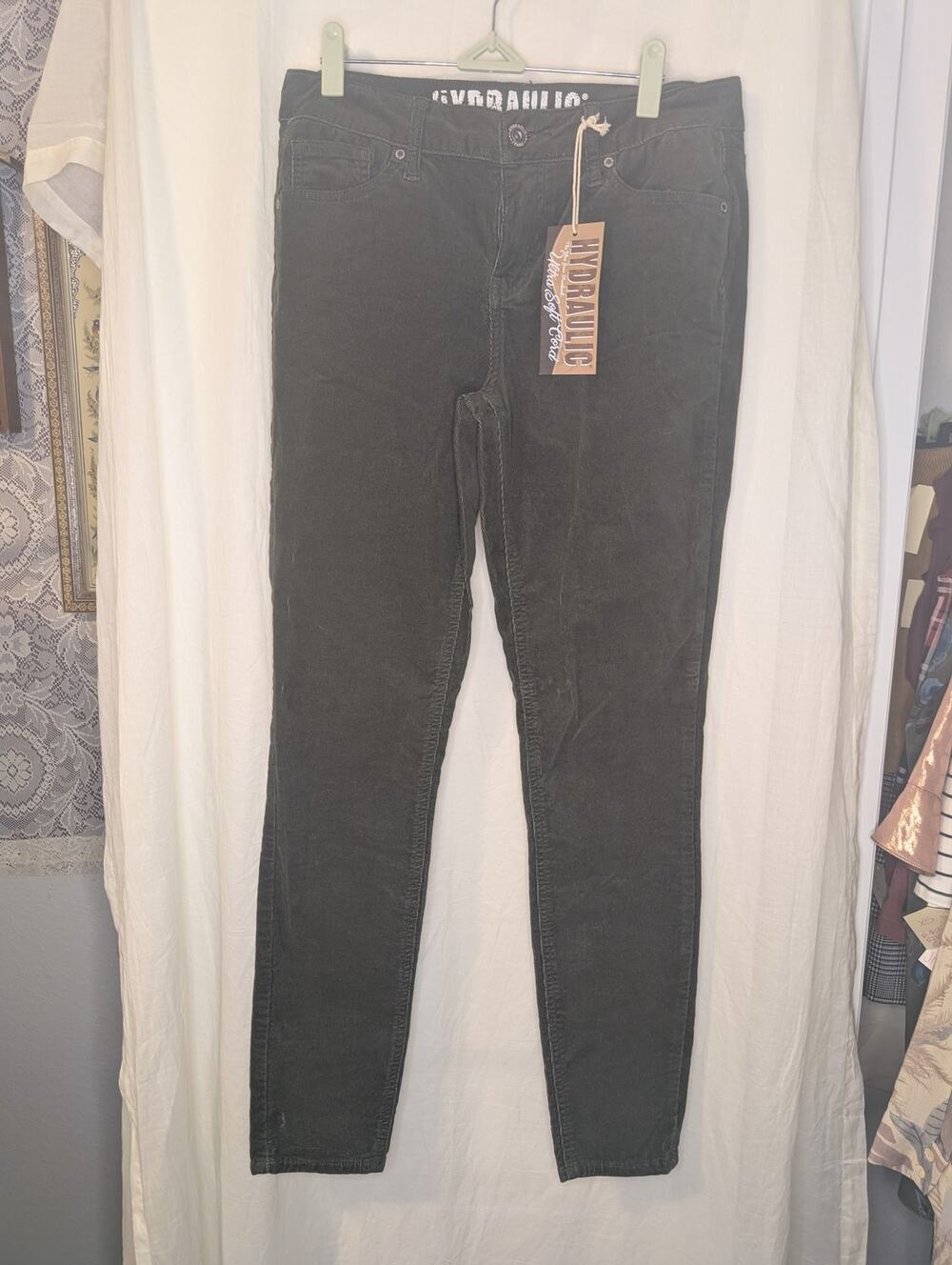 100% cotton forest green corduroy pants